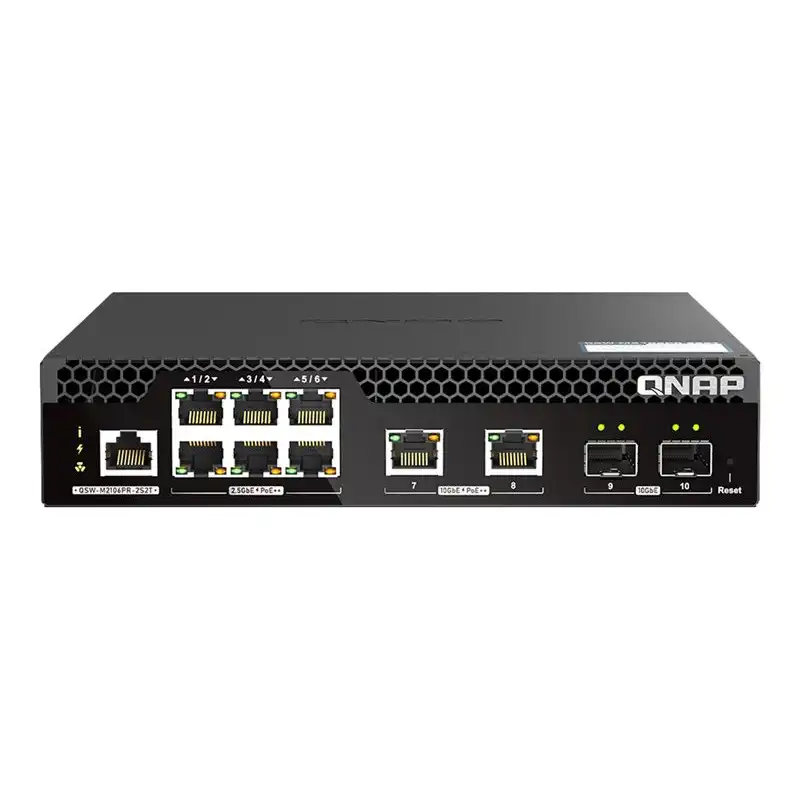 QNAP - Commutateur - demi-largeur - Géré - 10 x 2.5GBase-T + 2 x 10 Gigabit SFP+ + 6 x 2.5GBase-T ... (QSW-M2106PR-2S2T)_1